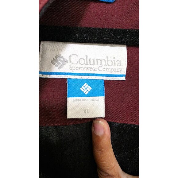 Columbia Men's Burgundy Hooded Quilted Winter Jacket Adjustable Cuffs Size XL - Picture 9 of 10
